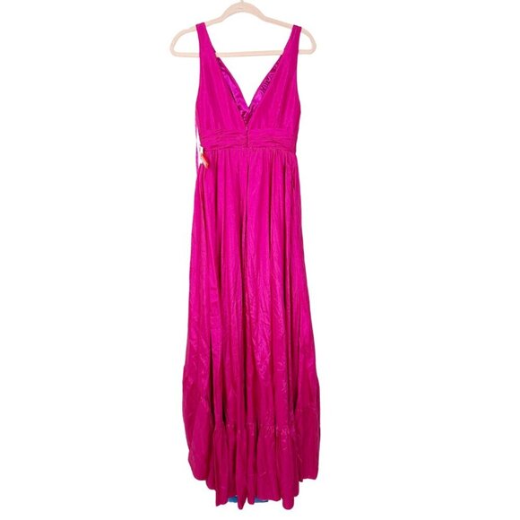 NWT Mac Duggal Taffeta High Low Ruffle Gown Magenta 2 #8313 - Picture 5 of 8